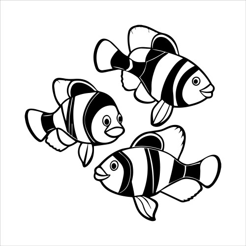 Clownfish line art silhouette Vector Image