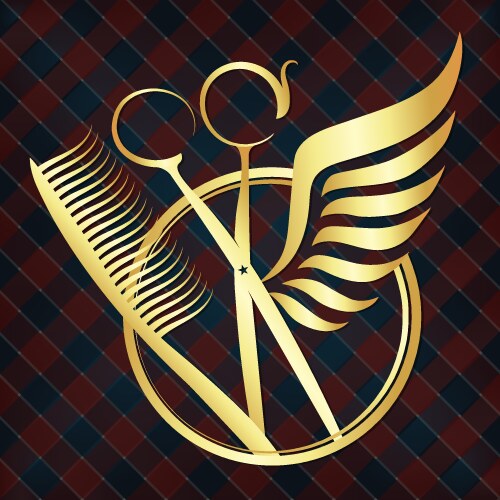 scissors with wings of gold color vector image