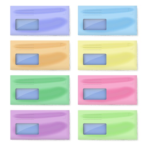 Set of dl color envelopes with window for address vector image