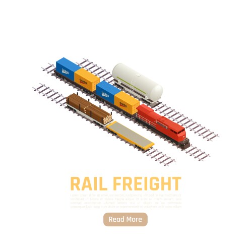 Train station isometric background Royalty Free Vector Image