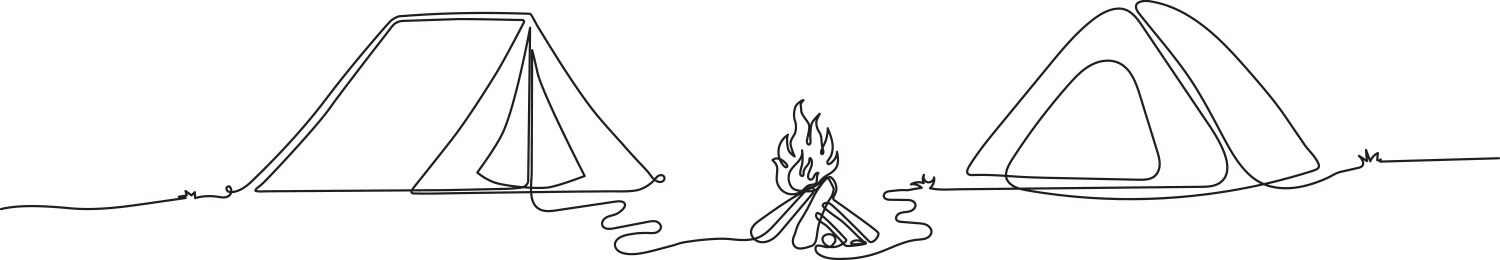 Camping one line drawing tents and bonfire Vector Image