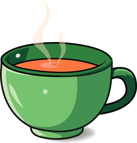 Concept of steaming green cup for tea Vector Image