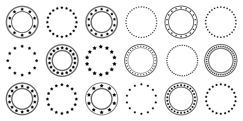 Stars of various sizes arranged in a circle round vector image