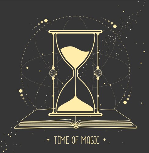 open book and hourglass vector