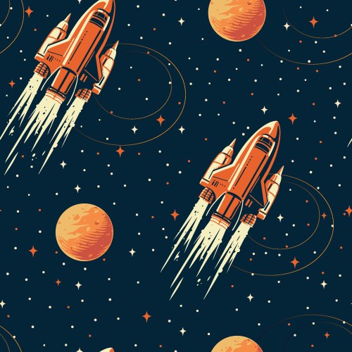 Space shuttle vintage emblem colorful Royalty Free Vector