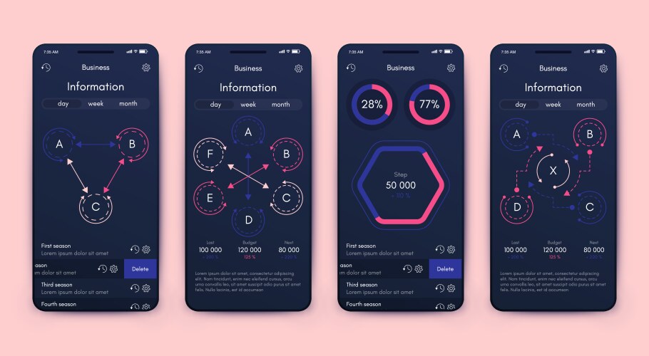 Different ui ux gui screens and flat web icons vector image