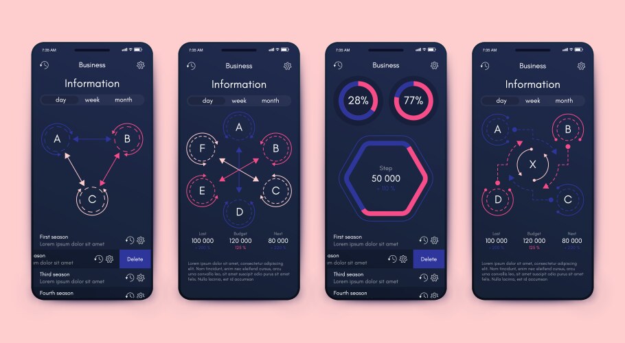 different ui ux gui screens and flat web icons vector image