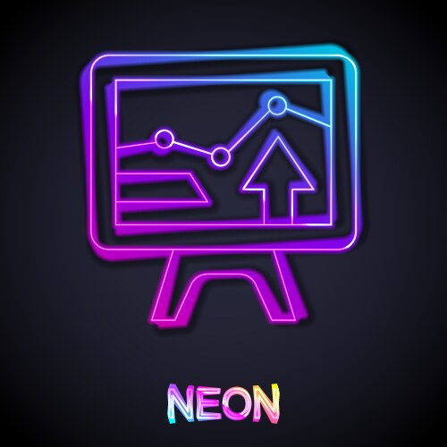 Glowing neon line computer monitor with graph vektorbild