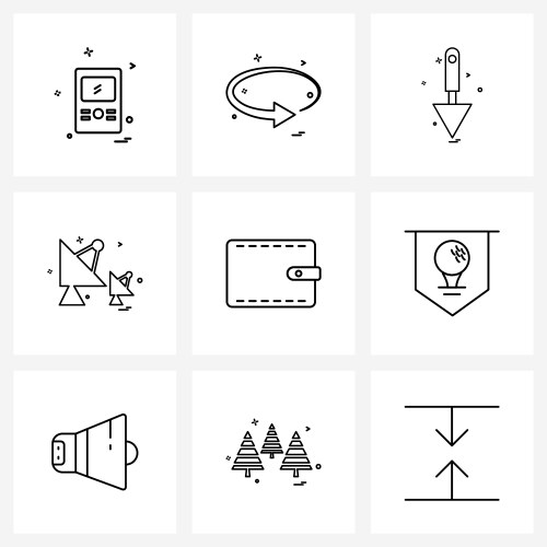 Set 9 simple line icons for web and print vector image