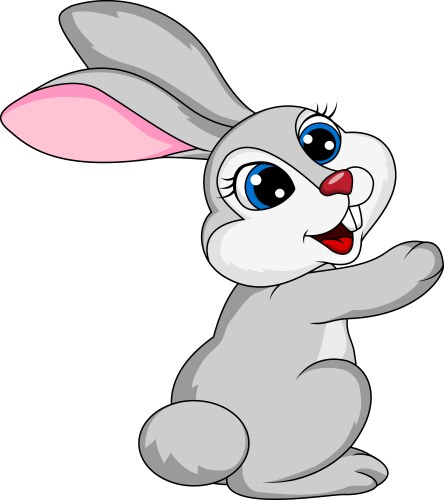 Cute rabbit cartoon waving hand Royalty Free Vector Image