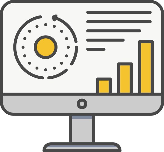 Graph and chart data diagram on computer icon vector image