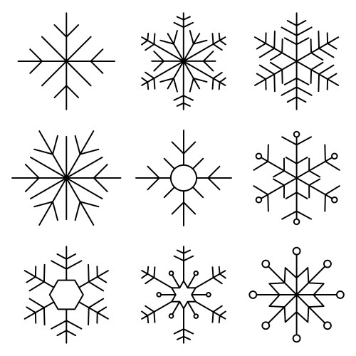 Thin line snowflake icons Royalty Free Vector Image