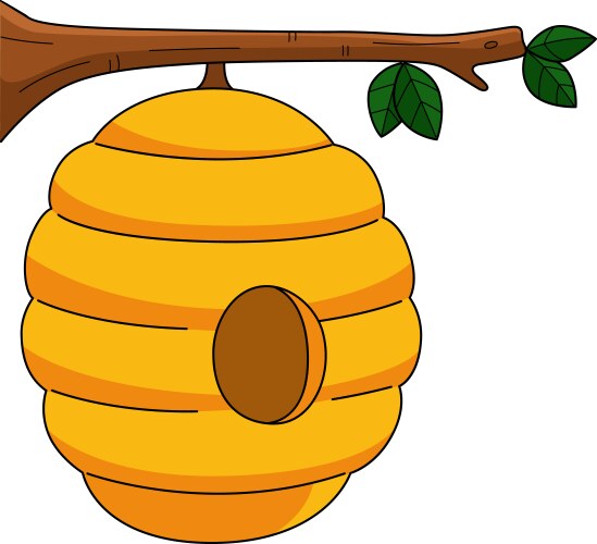 Spring beehive cartoon colored clipart vector image