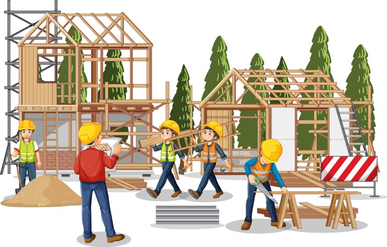 Construction worker team Royalty Free Vector Image