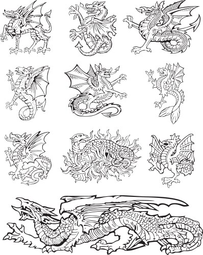 Medieval Dragon Coats of Arms Vector Image