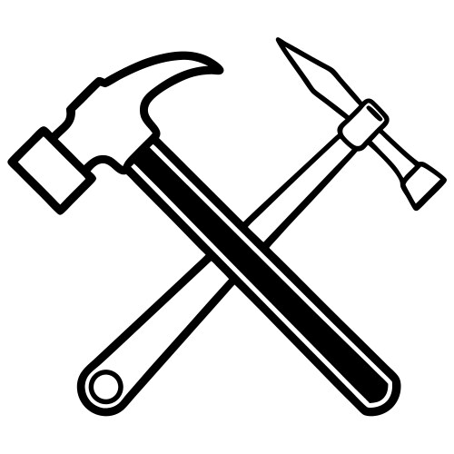 Crossed hammer and pickaxe tools icon Vector Image