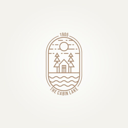 Minimalist lake cabin line art icon logo template Vector Image
