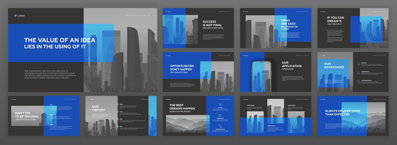 Business presentation templates set Royalty Free Vector