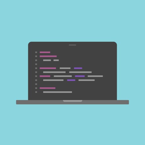 Programming code on laptop computer screen or php vector image