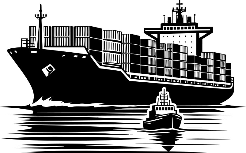 Cargo ship with containers isolated on a white Vector Image