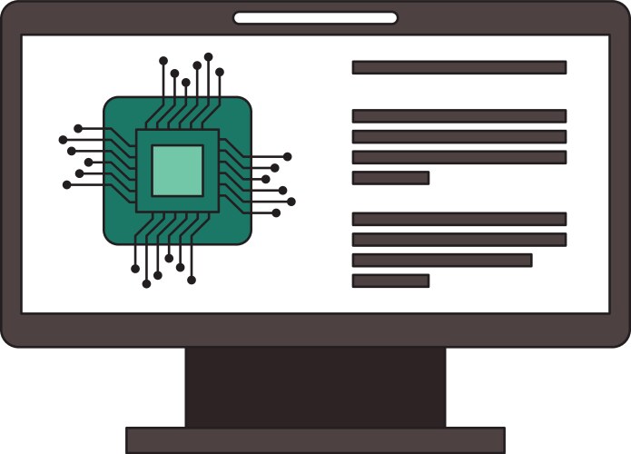 Monitor computer with processor circuit vektorbild