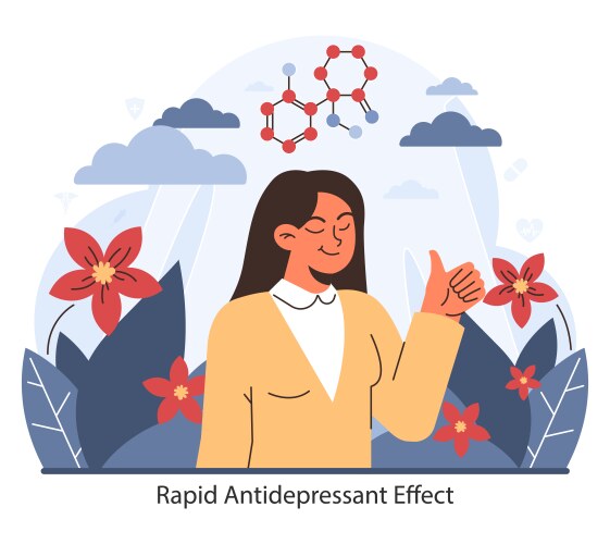 Rapid antidepressant effect flat Royalty Free Vector Image