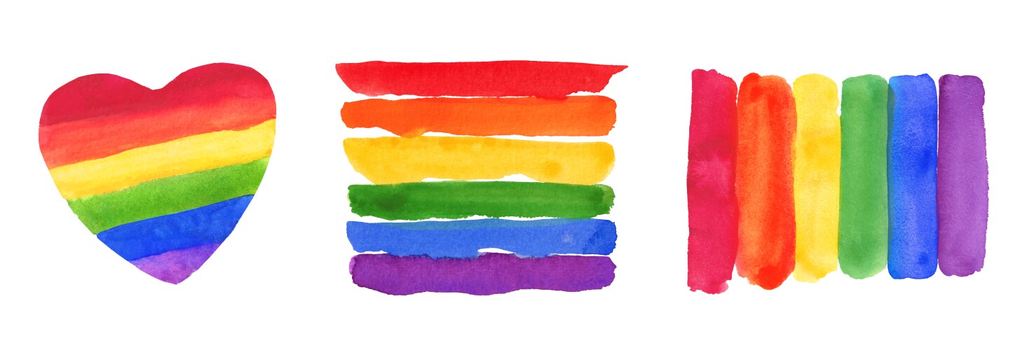 Colorful Rainbow Watercolor Pride Set Vector Image