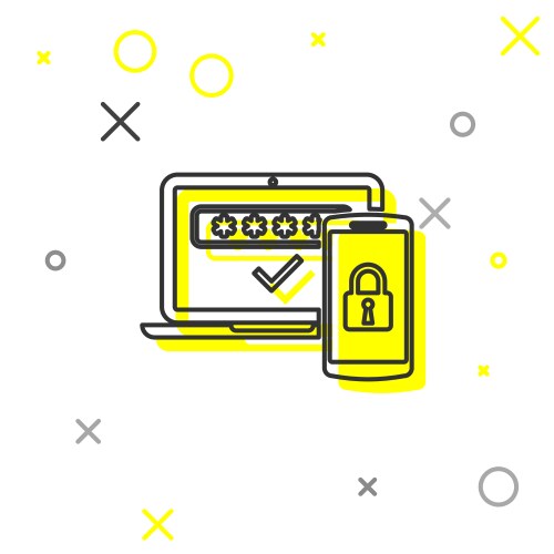 Grey multi factor two steps authentication line vector image