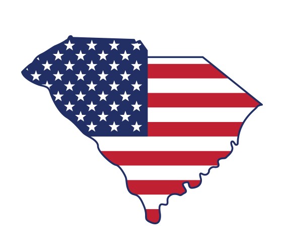 South carolina usa flag in state shape icon Vector Image