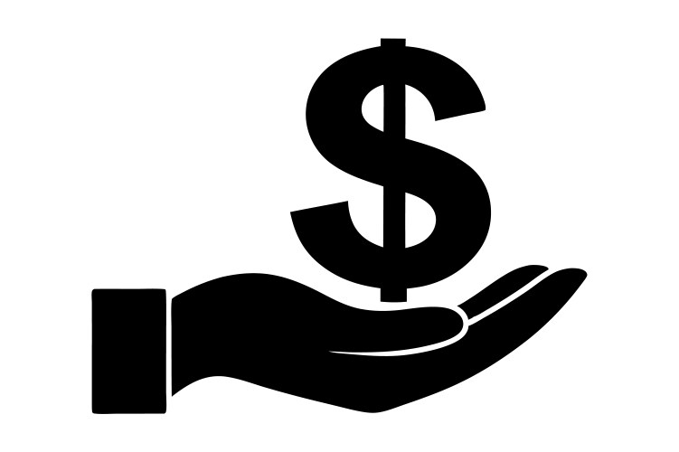 Hand holding a doller sign silhouette icon Vector Image