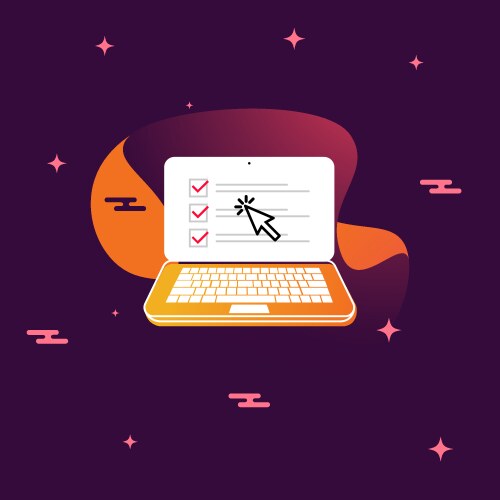 Checkboxes on laptop computer screen with cursor vector image