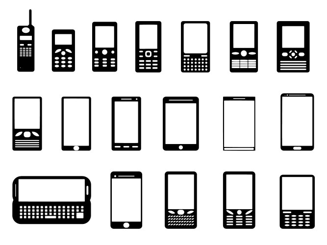 Set of mobile phone Royalty Free Vector Image - VectorStock