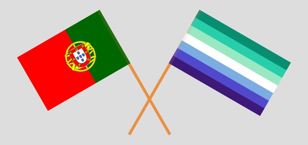 Crossed flags of portugal and gay men pride vector image