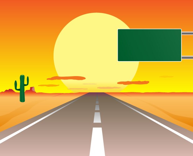 Landscape with road Royalty Free Vector Image - VectorStock