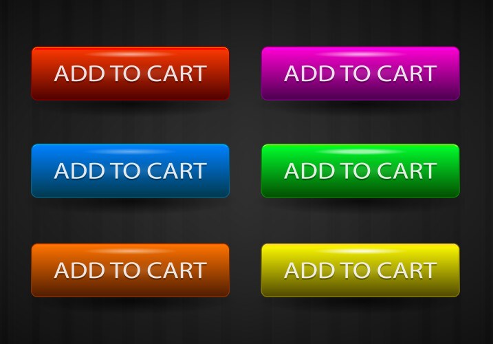 glossy add to cart buttons set vector