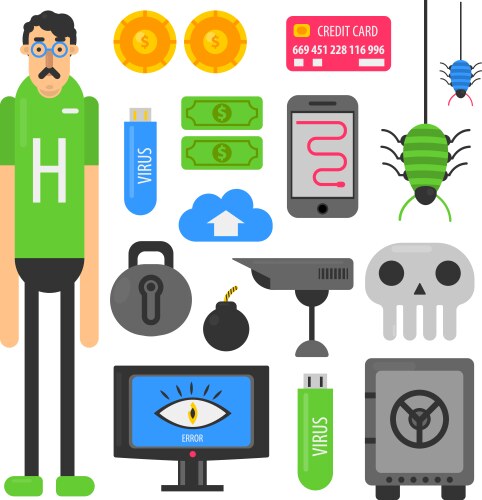 Internet hacker computer phishing malware viruses vektorbild