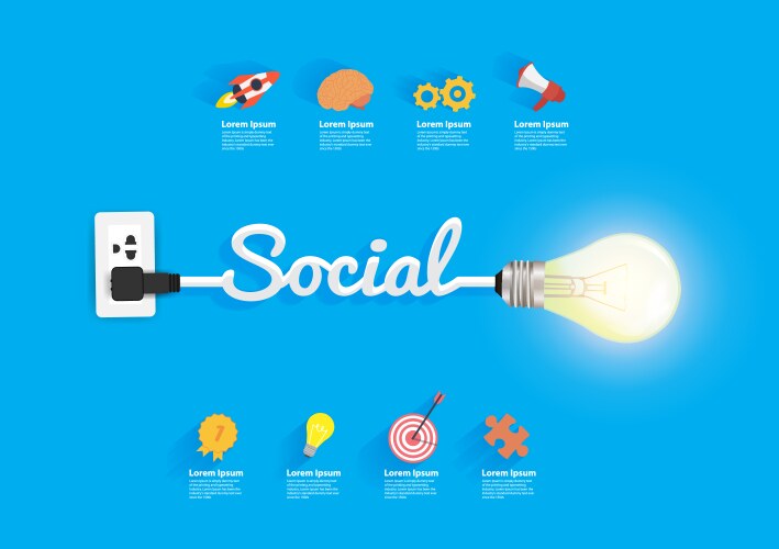 social concept with creative light bulb idea vector image