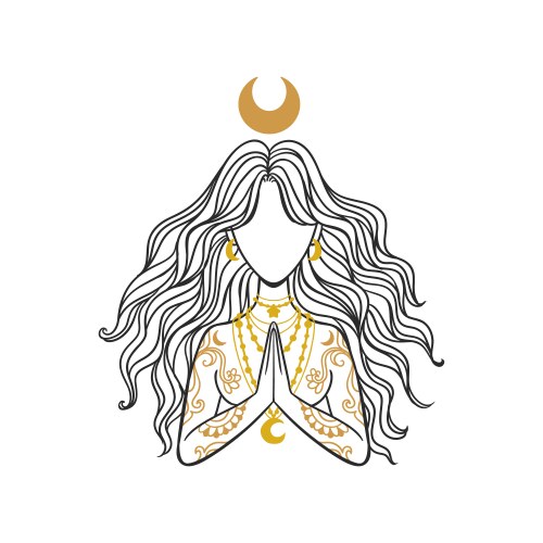 Witch girl with moon portrait for celebration Vector Image