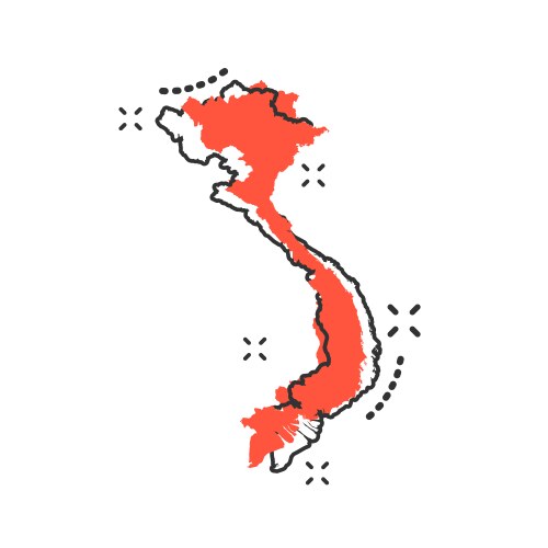 Cartoon Vietnam Map Icon Vector Image