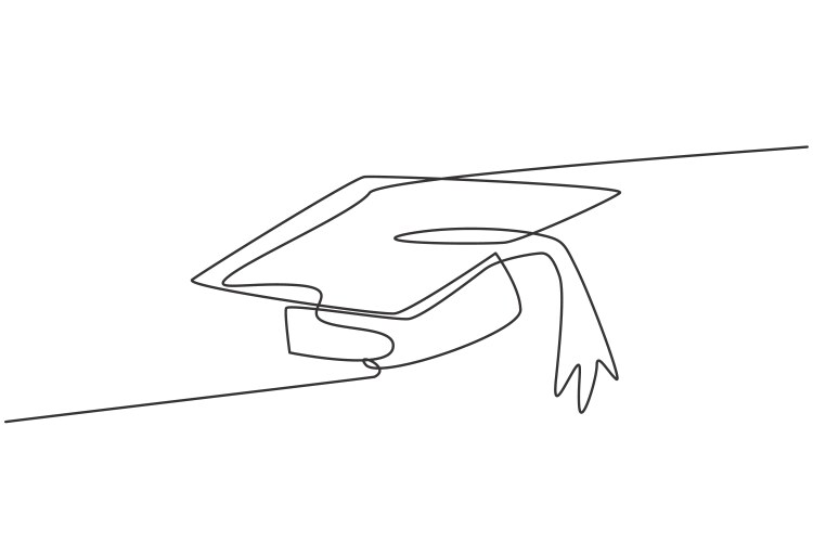 Single one line drawing graduation hat Vector Image