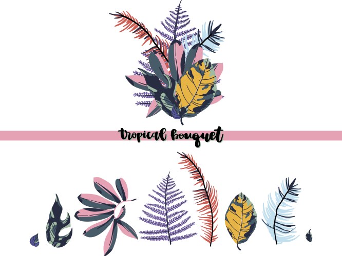 Tropical Palm Leaf Bouquet Vector Image