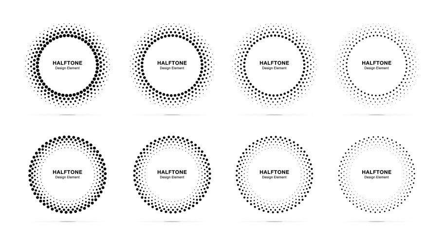 Halftone dots circle frame logo emblem design Vector Image