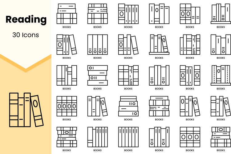 set of reading icons simple line art style vector