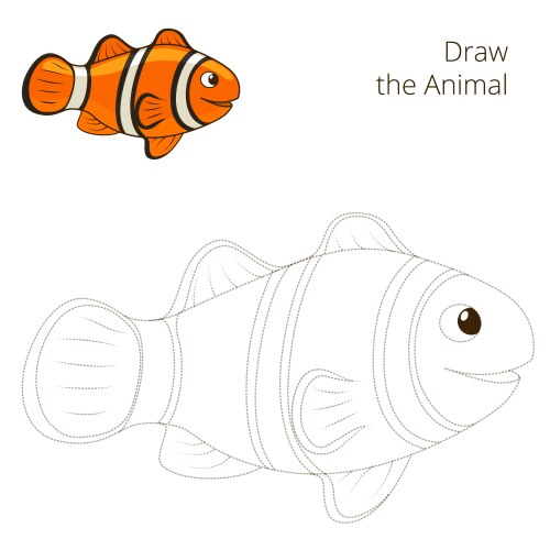 Clownfish Drawing Game - Kids Activity Vector Image