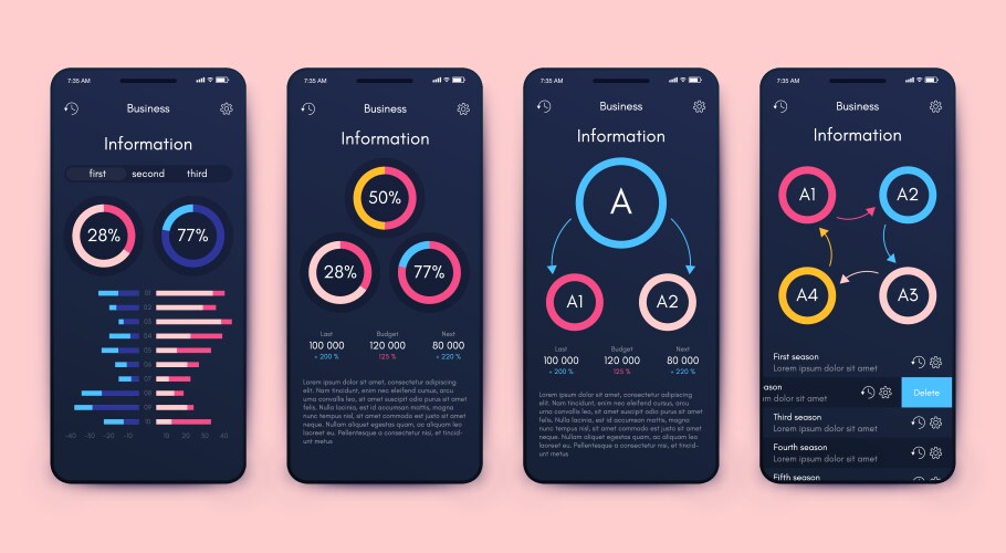 Different ui ux gui screens and flat web icons vector image