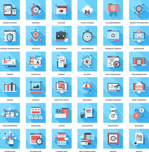 Flat web icons Royalty Free Vector Image - VectorStock