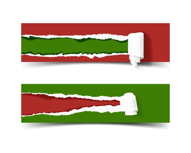 Hole in red cardboard teared sides and scroll vector image