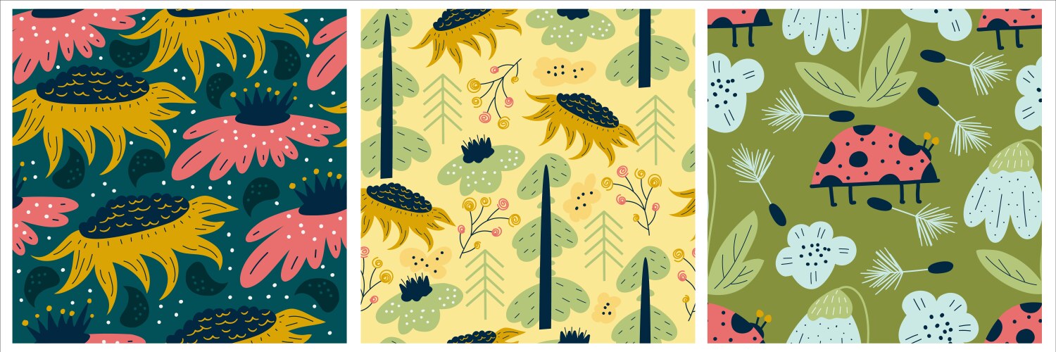 Scandinavian set of spring patterns vector image