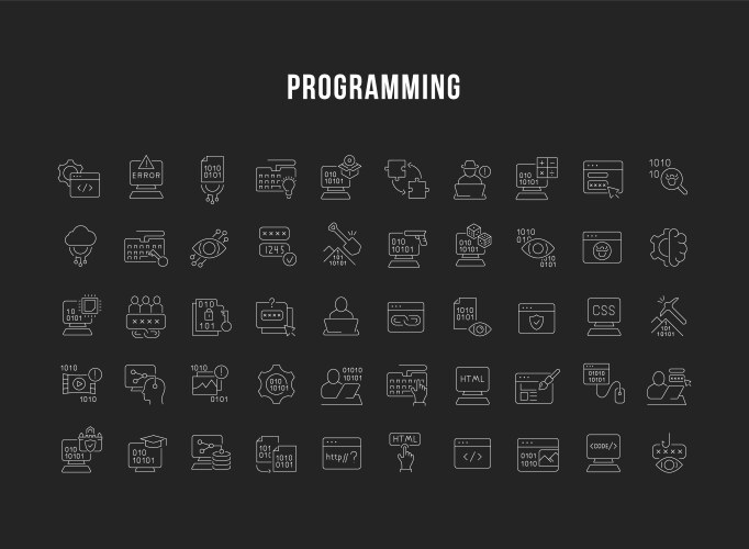 Set line icons programming Vector Image