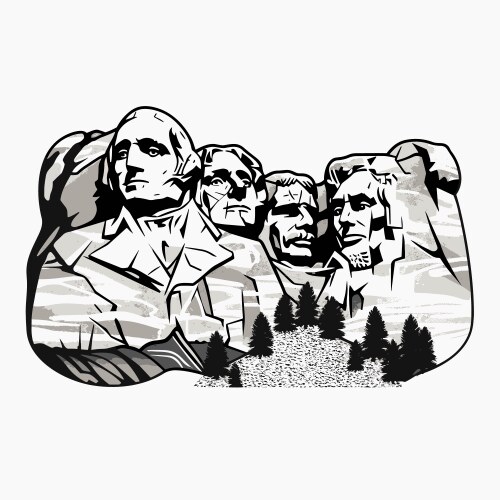 Mount rushmore hand-drawn comic vector image